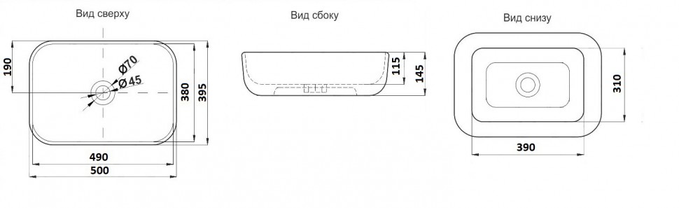 Раковина накладная Ceramalux K397G124 серый мрамор