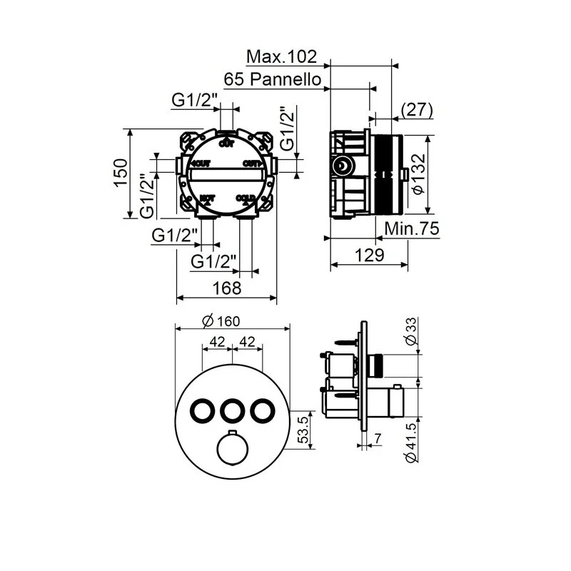 Смеситель для ванны с душем Plumberia Selection Psbox KITPSB1903CR хром