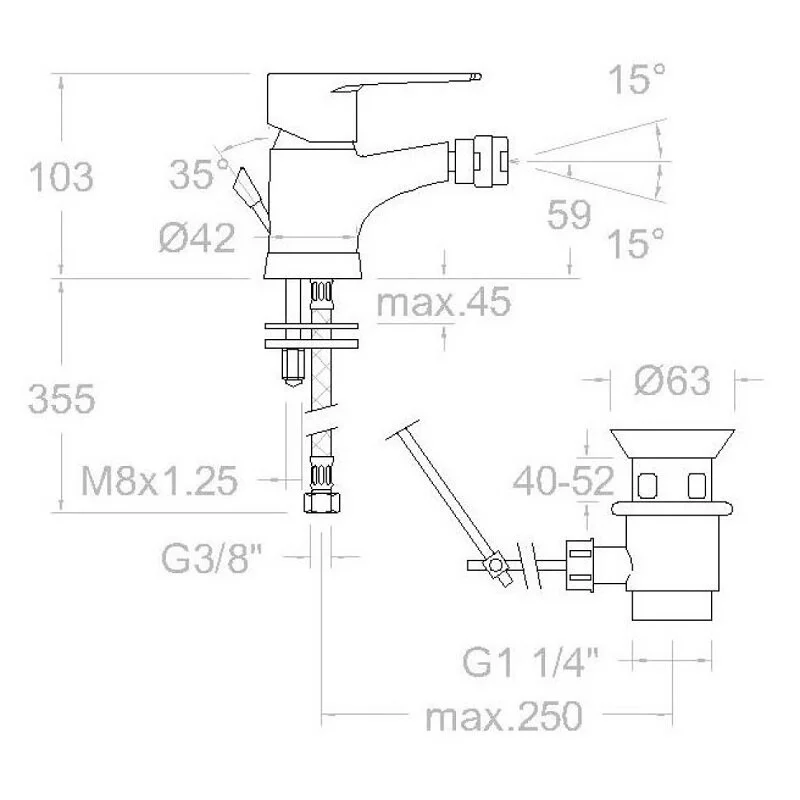 Смеситель для биде Ramon Soler Titanium 1803VA9065 хром