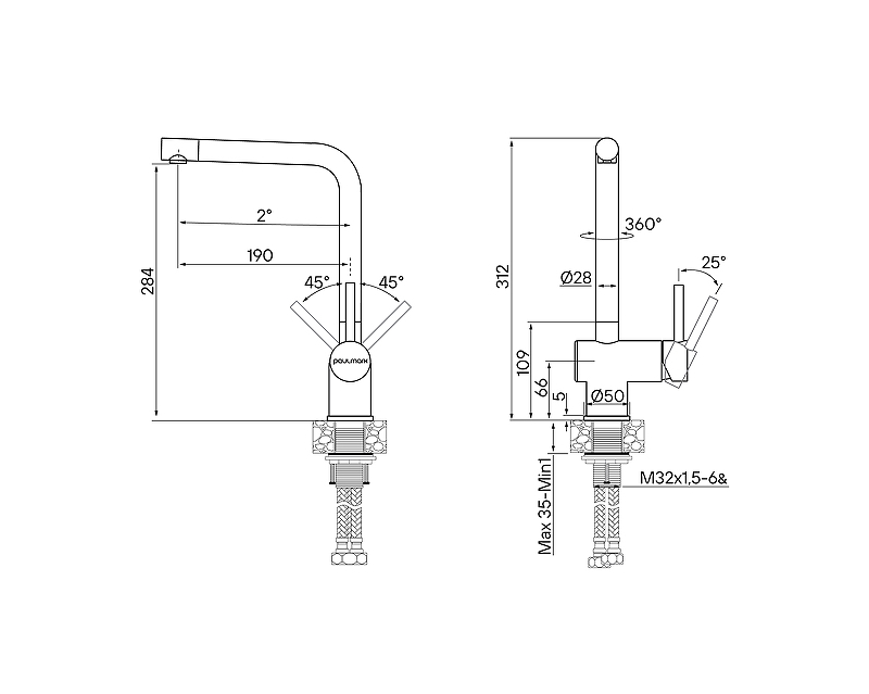 Смеситель для кухни Paulmark Spring Sp212067-BG брашированное золото