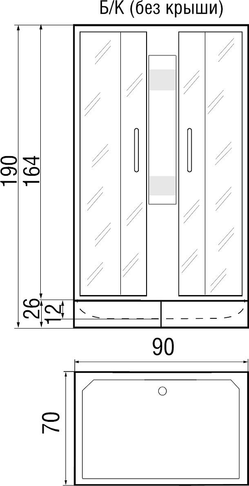 Душевая кабина River Quadro Б/К 90/70/26 MT
