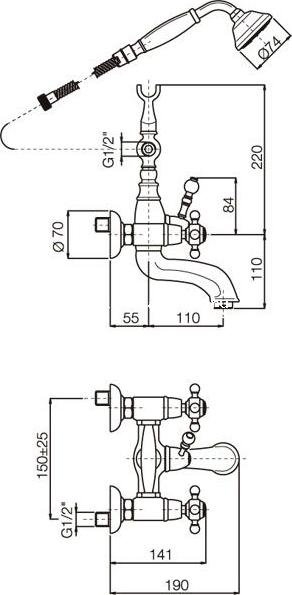 Смеситель Fima Carlo Frattini Elizabeth F5084CR для ванны с душем