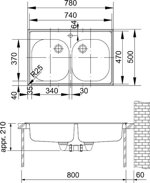 Кухонная мойка Franke Eurostar ETX 620-50 сталь