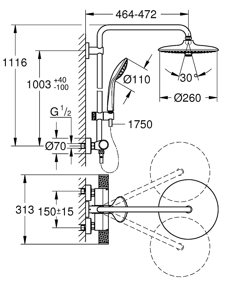 Душевая стойка Grohe Euphoria 27296003 хром