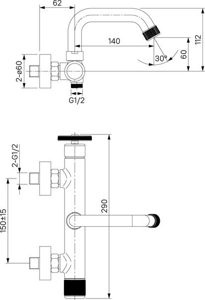 Смеситель для ванны с душем Iddis Grange GRAGMR2i02, графит