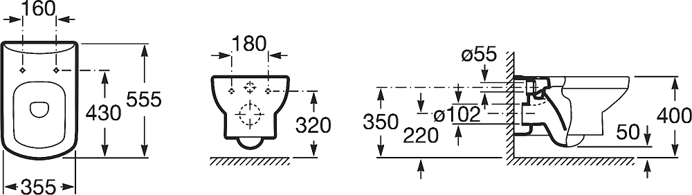 Комплект инсталляции Bocchi 8010-1000(T02-2113) с подвесным унитазом Roca 346517000 + крышка-сиденье с микролифтом ZRU9000041