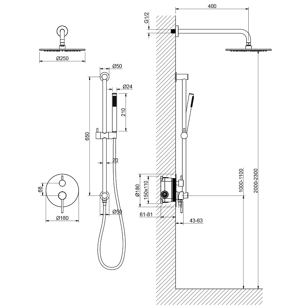 Душевая система Timo Saona SX-2309/17SM золото матовое