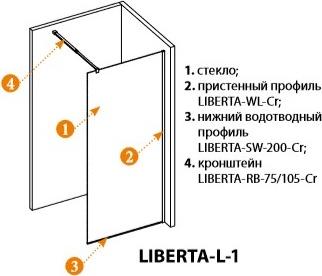 Душевая перегородка Cezares LIBERTA-L-1-130-C-Cr