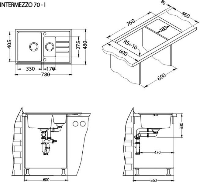 Кухонная мойка Alveus Intermezzo 70 1117051, белый