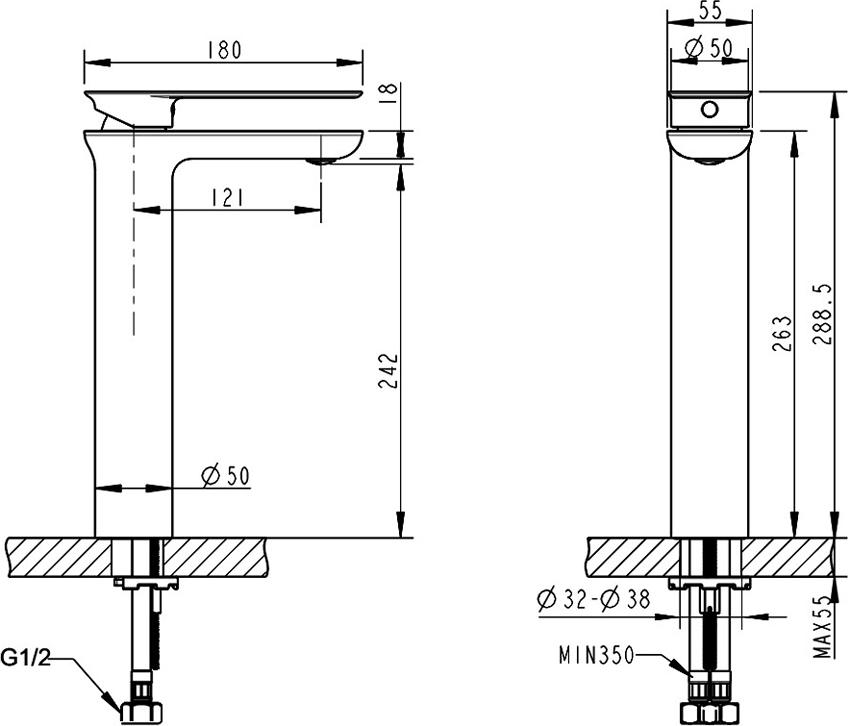 Смеситель Bravat Gina F165104C-A-RUS для раковины