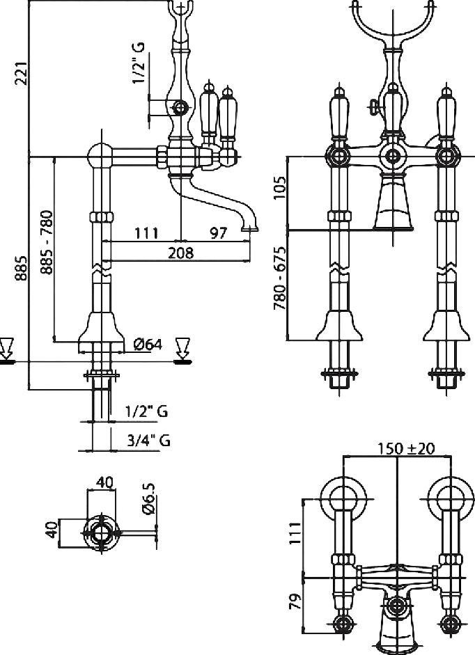 Смеситель Cezares First FIRST-VDP-01-Bi напольный