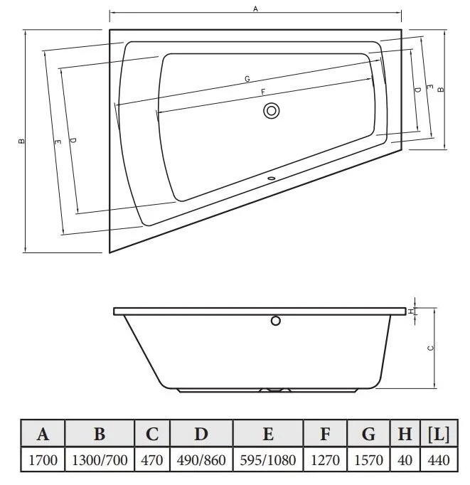 Акриловая ванна C-Bath Diana CBA00502L белый