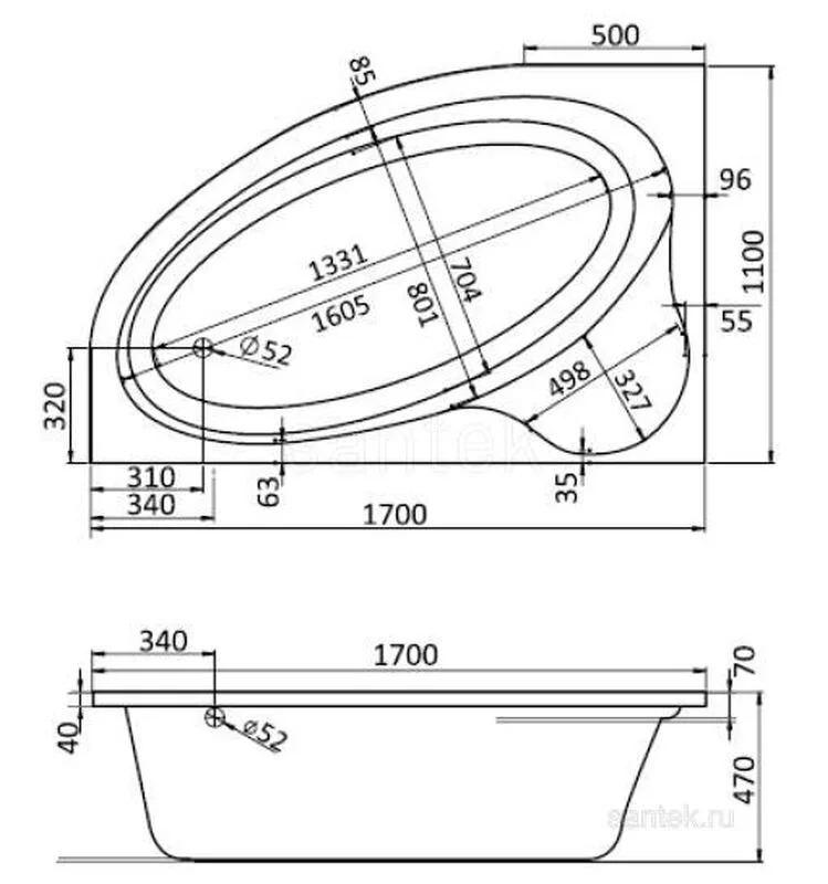 Акриловая ванна Santek Эдера 1.WH11.1.995 белый