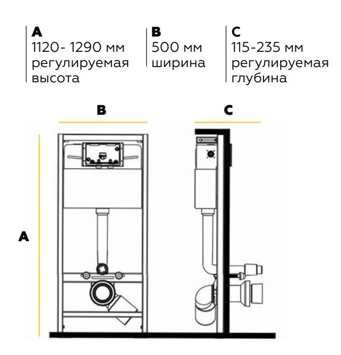 Инсталляция для подвесного унитаза Elsen, EIN500.1120