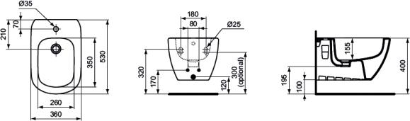 Подвесное биде Ideal Standard Tesi T355201