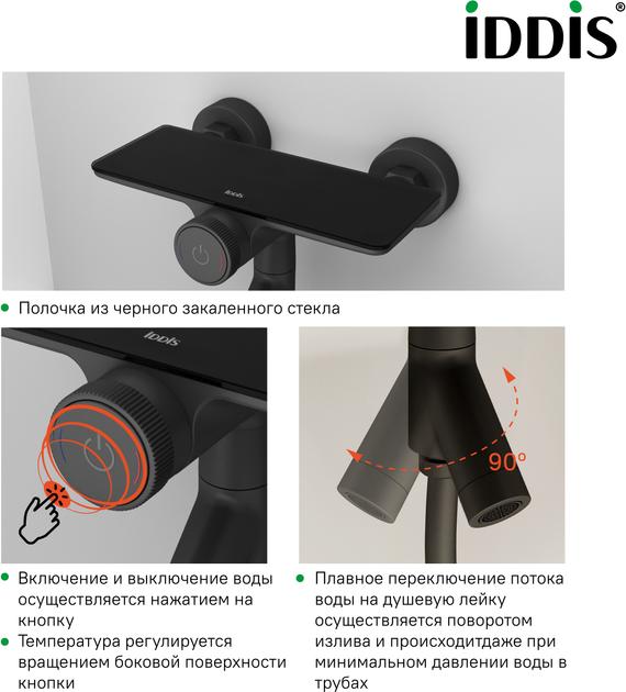 Смеситель для ванны с душем Iddis Shelfy SHEBLBTi02WA, черный