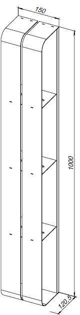 Полка Aquanet Магнум 00302238 15x100 белая матовая, вертикальная