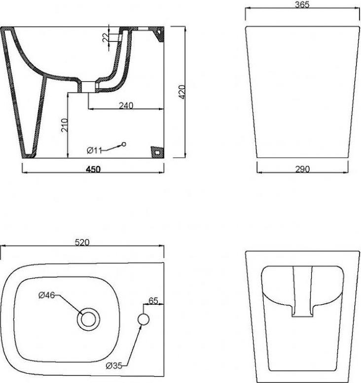 Биде напольное BelBagno Albano BB120B