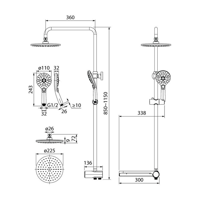 Душевой гарнитур Iddis Ray RAYMS3Fi76 черный