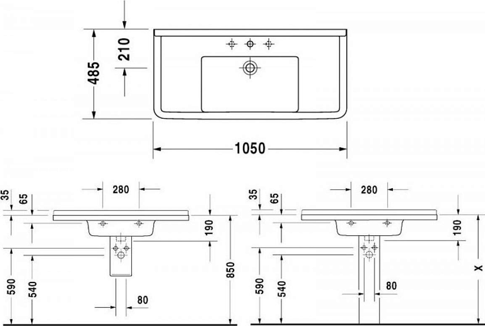 Раковина Duravit Starck 3 0304100000 105 см