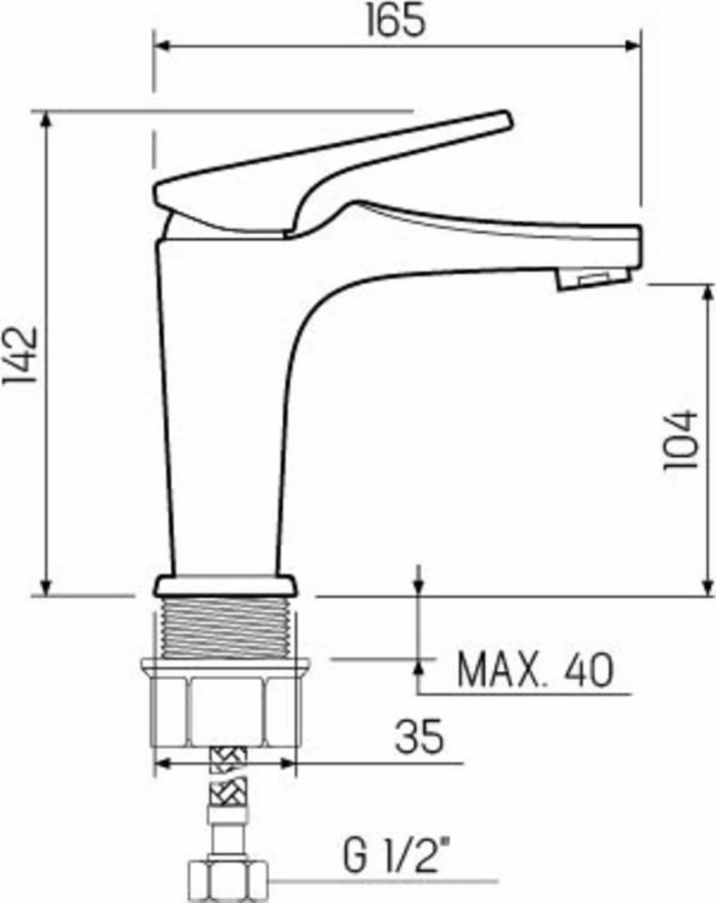 Смеситель для умывальника РМС SL122-001F, хром