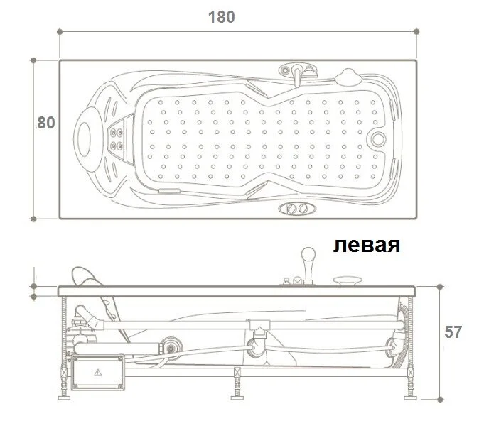 Акриловая ванна Jacuzzi Hexis 9443-239A Sx/9423-6450 белый