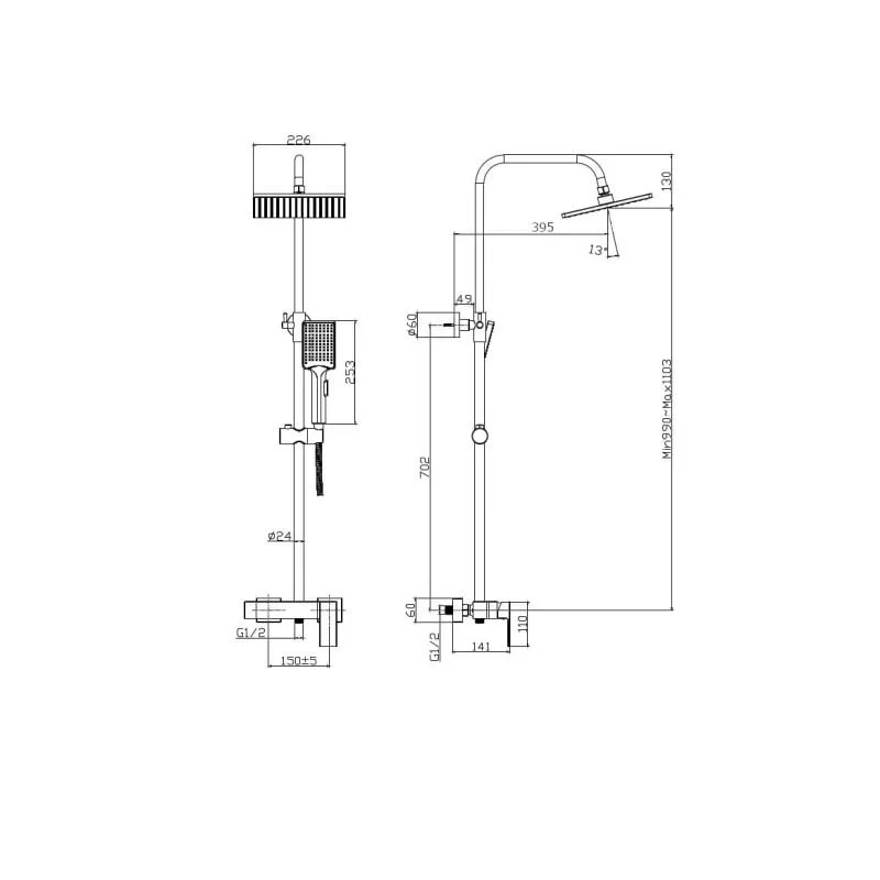 Душевая система Rush Thira TR3635-40Black черный