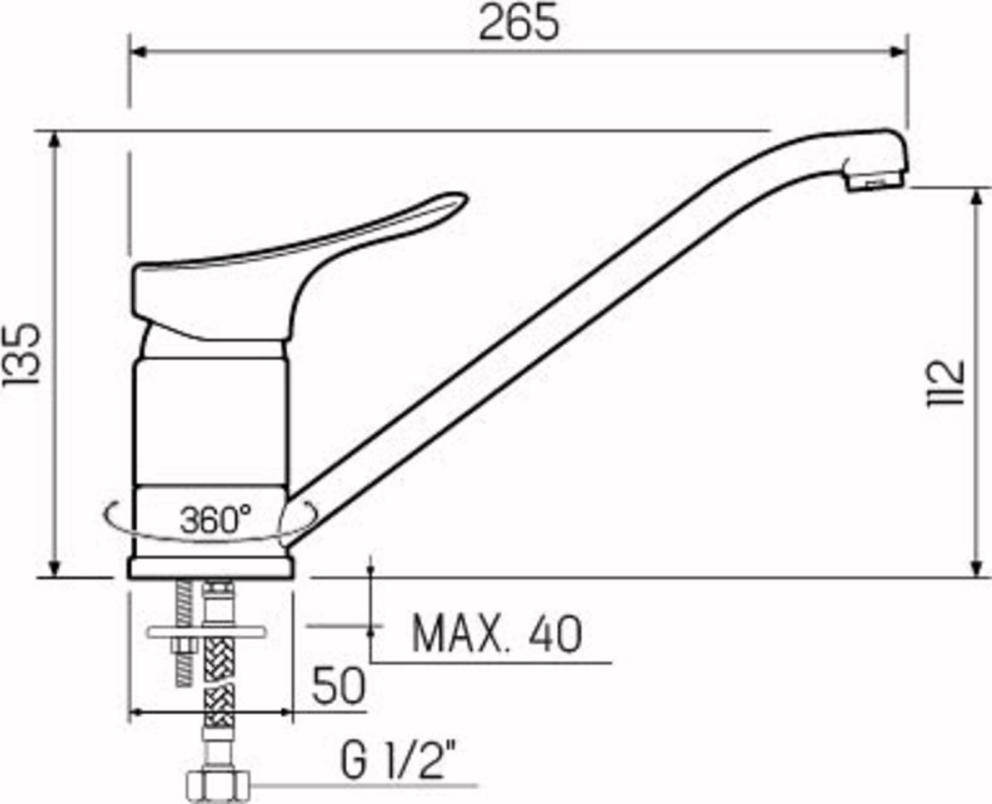 Смеситель для кухни РМС SL120-004-25, хром