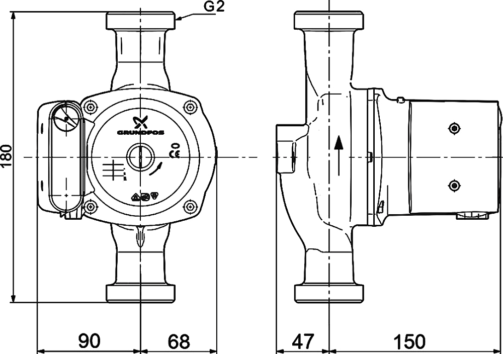 Циркуляционный насос Grundfos UPS 32-100 180