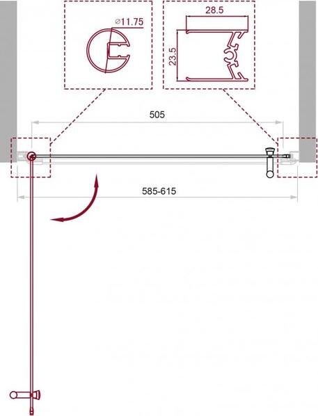 Душевая дверь в нишу BelBagno UNO-B-1-60-P-Cr