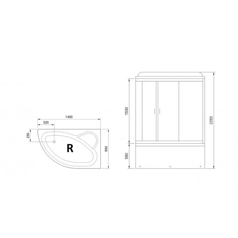 Душевой бокс Royal Bath ALP RB140ALP-T-CH-L