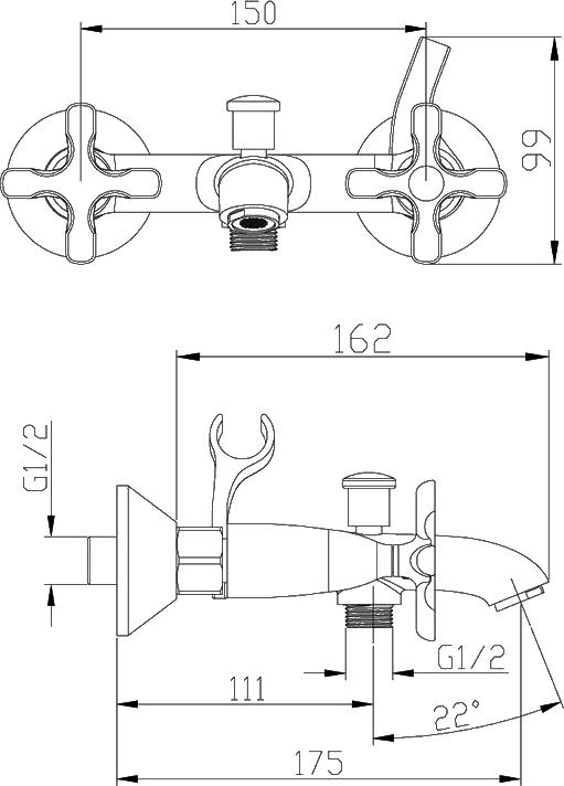 Смеситель Lemark Duetto LM5712C для ванны с душем