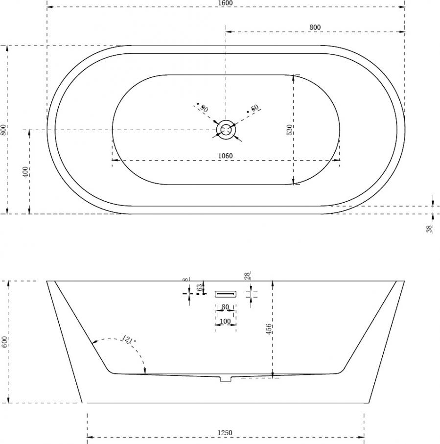 Акриловая ванна Abber 160x80 AB9203