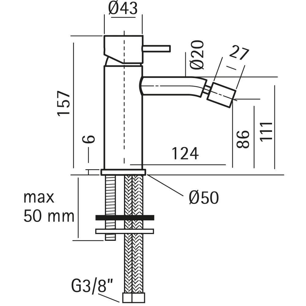 Смеситель для биде Huber Lynox LX000564D1 серый