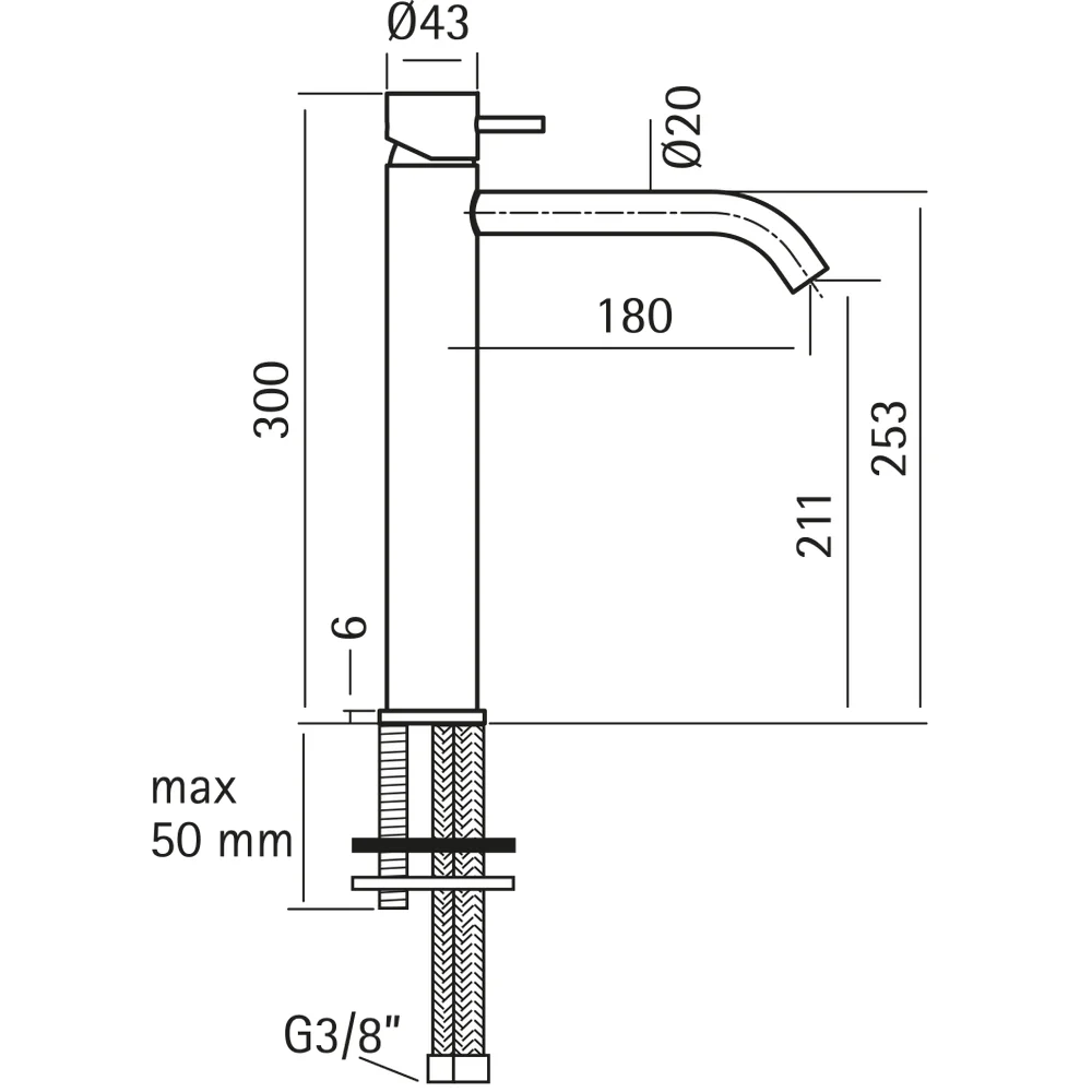 Смеситель для раковины Huber Lynox LX003544D1 серый