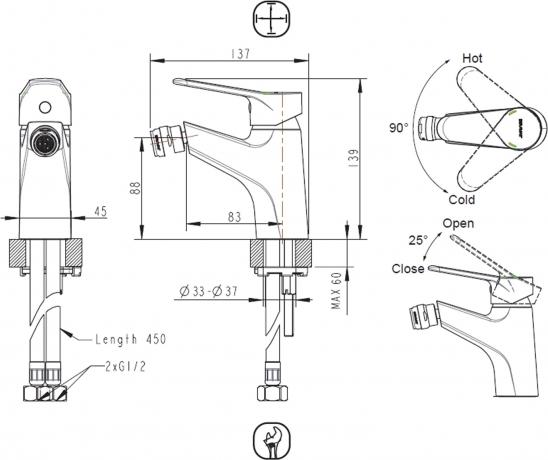 Смеситель Bravat Eco F3111147C для биде