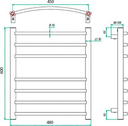 Полотенцесушитель электрический Grota Eco Calma 48x60