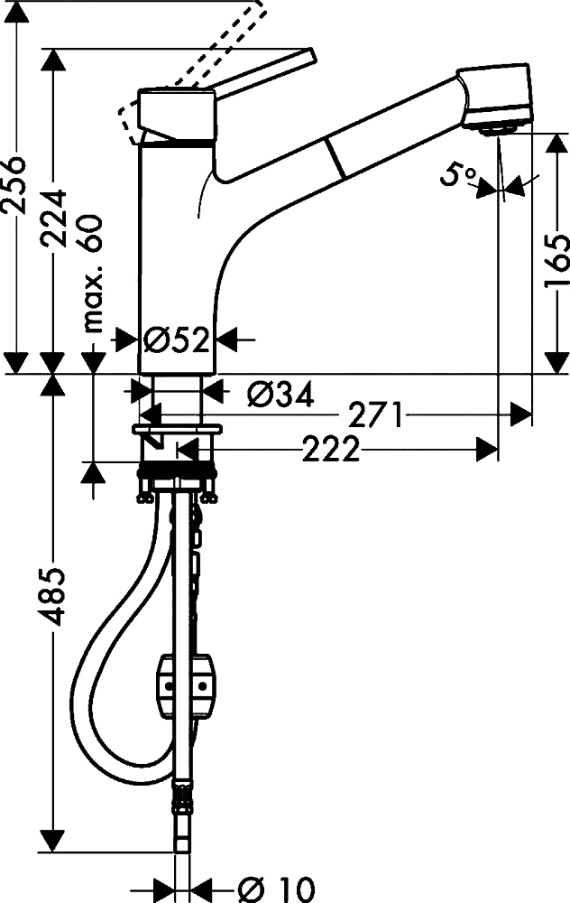 Смеситель для кухонной мойки Hansgrohe Talis S 32841000, хром