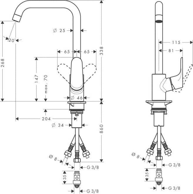 Смеситель для кухни Hansgrohe Focus 31822000, хром