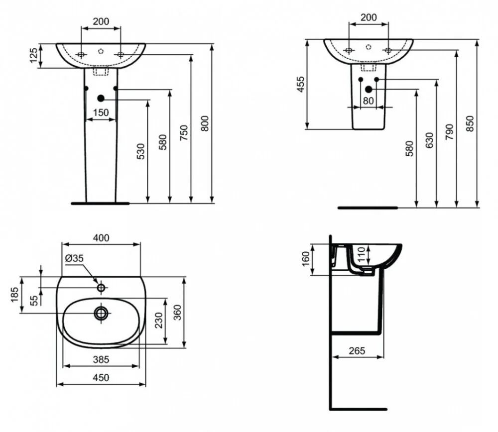 Раковина Ideal Standard Tesi T352401 белый