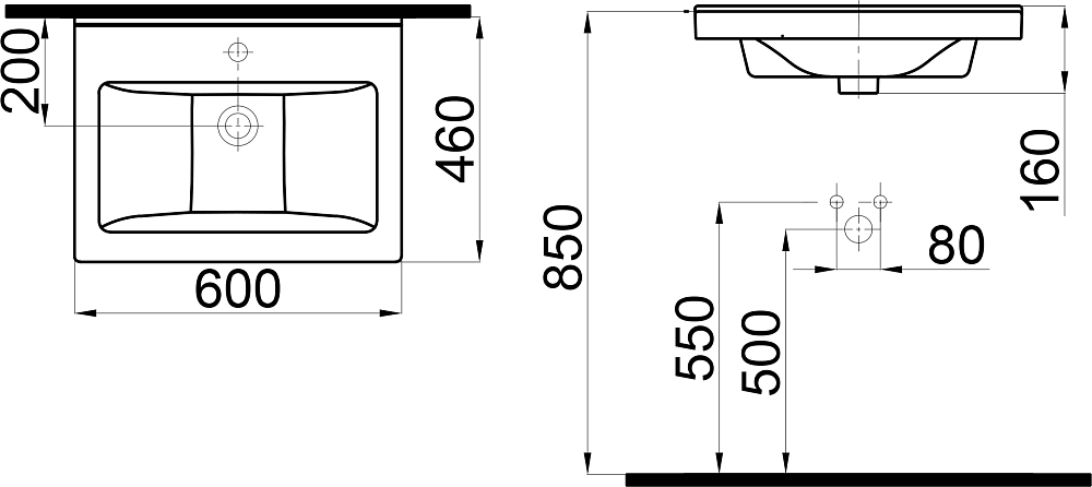 Мебельная раковина STWORKI 60 K0201-0605