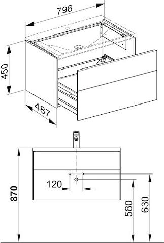 Тумба с раковиной Keuco Royal Reflex 39603210100, белый