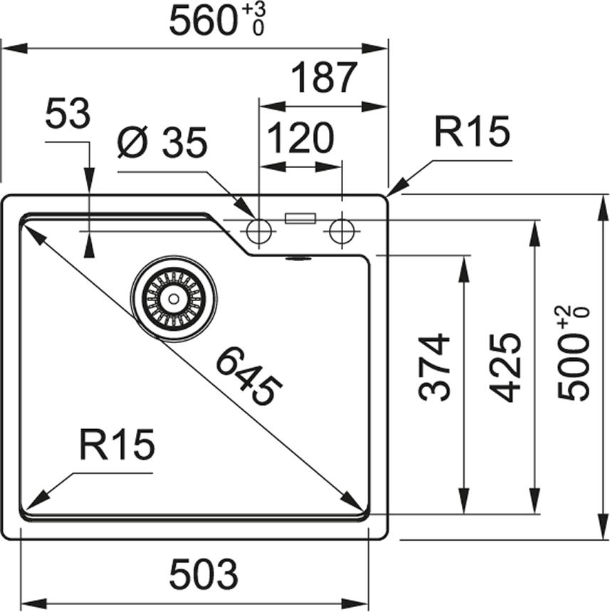 Кухонная мойка 56 см Franke Urban UBG 610-56 3,5" 114.0595.378, оникс