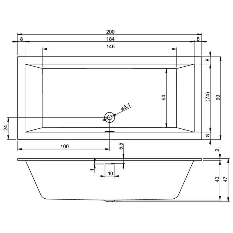 Акриловая ванна Riho Rething Cubic 200х90 B110012005 белый