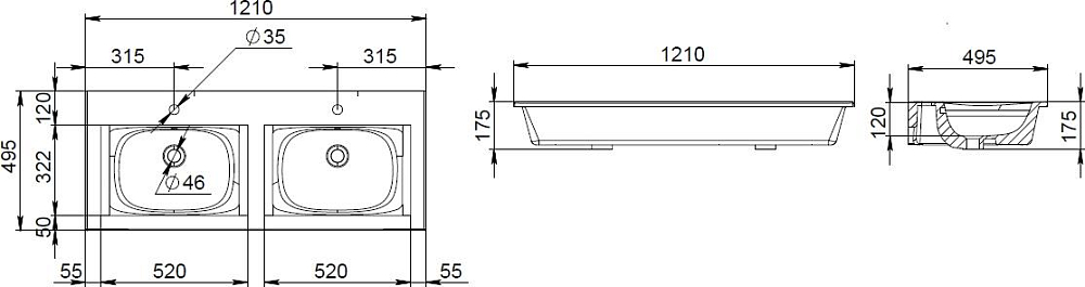 Раковина мебельная Am.Pm Spirit 2.0 M70AWCD1202WG 12 см