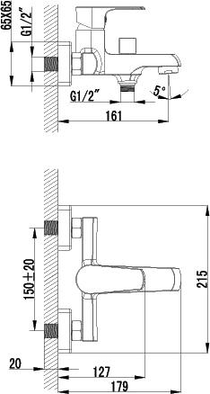 Смеситель Lemark plus Factor LM1612C для ванны с душем