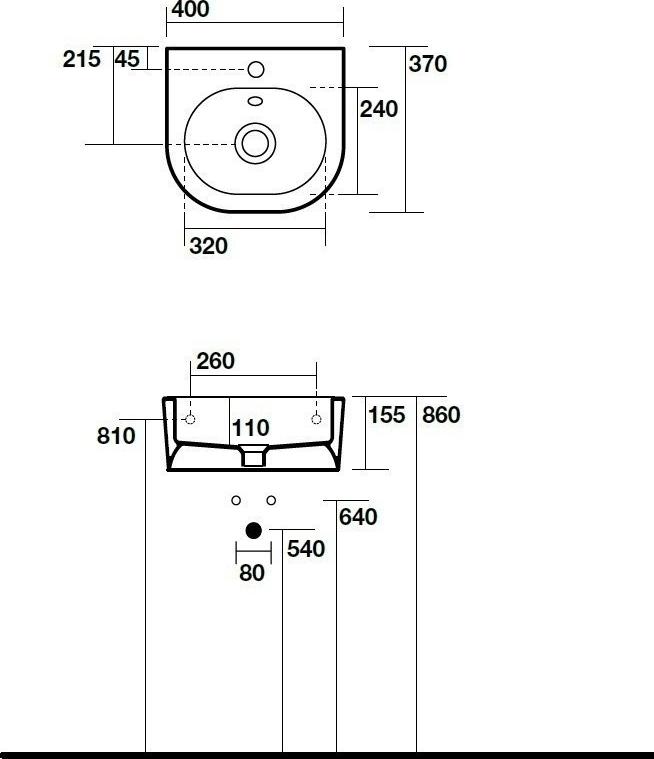 Раковина 40 см Kerasan Flo 314901bi*1