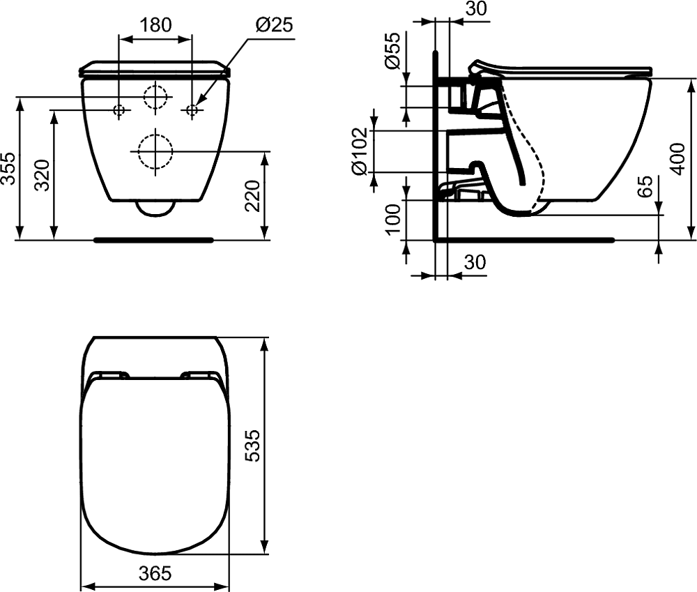 Подвесной унитаз Ideal Standard Tesi TT00001 с крышкой-сиденьем, белый