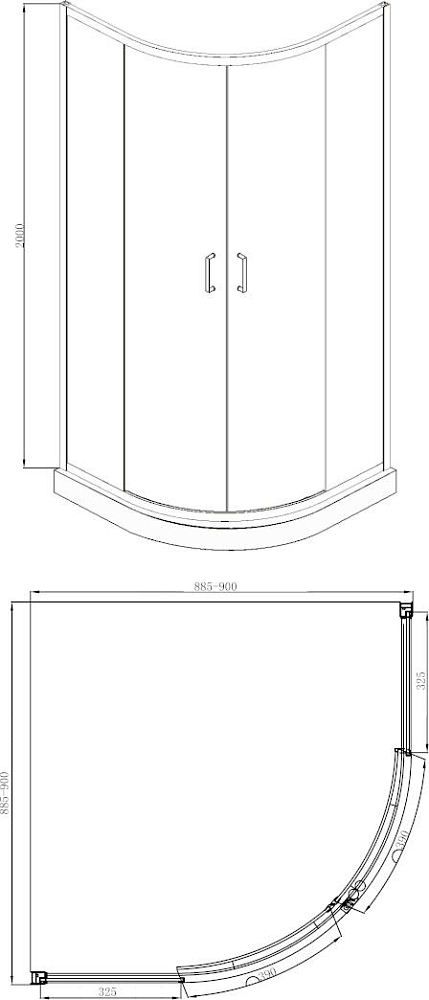 Душевой уголок 90х90 см Bravat Blackline BS090.1201B, стекло прозрачное