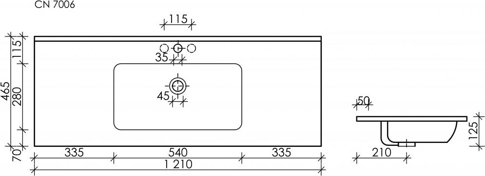 Раковина 121 см Ceramica Nova Element CN7006, белый